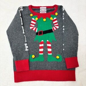 Well Worn Holiday Sweater Elf with Red and Green Size 3T